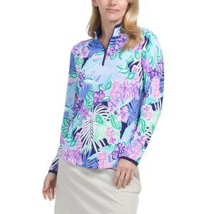 G LIFESTYLE True Navy Upf 50 Long Sleeve Mock Neck Quarter Zip Jacket
